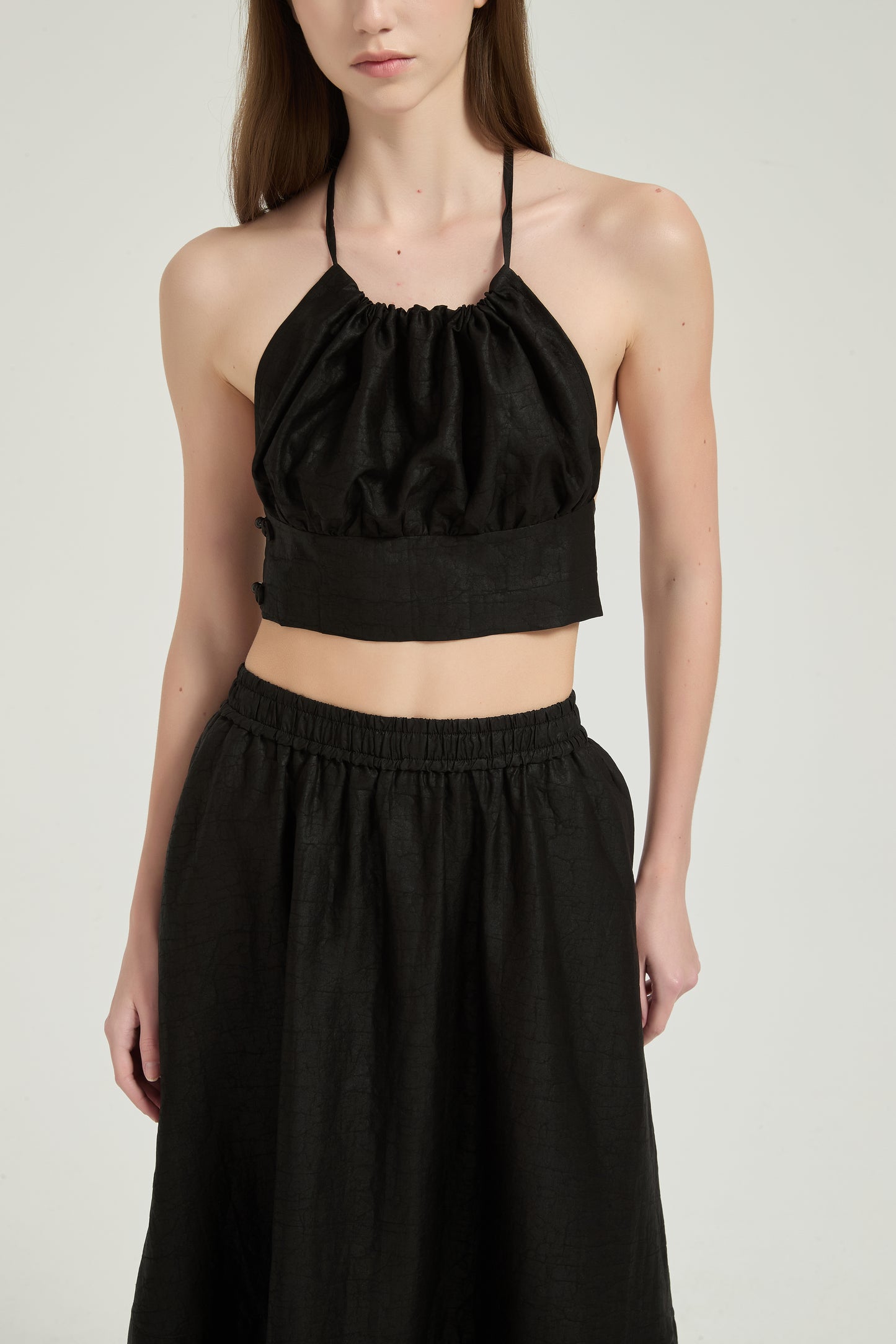The Tortoiseshell Crackle · Xiangyunsha Silk Halter Top